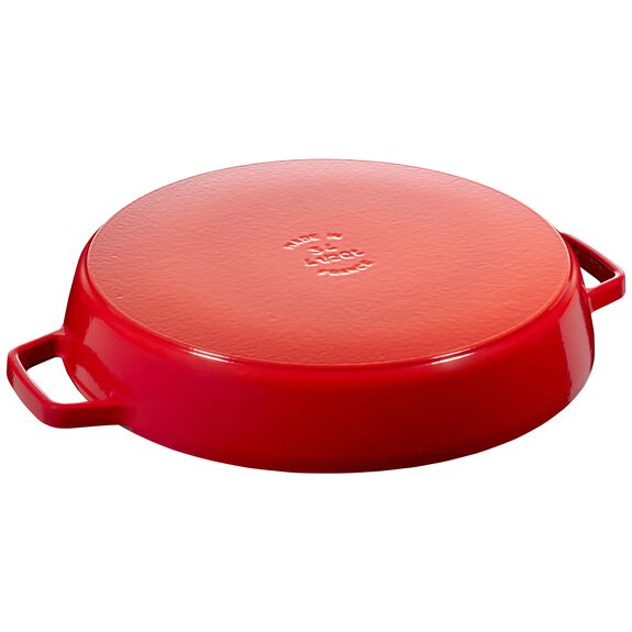 Staub Cast Iron - Fry Pans/ Skillets 13-inch, Double Handle Fry Pan, cherry