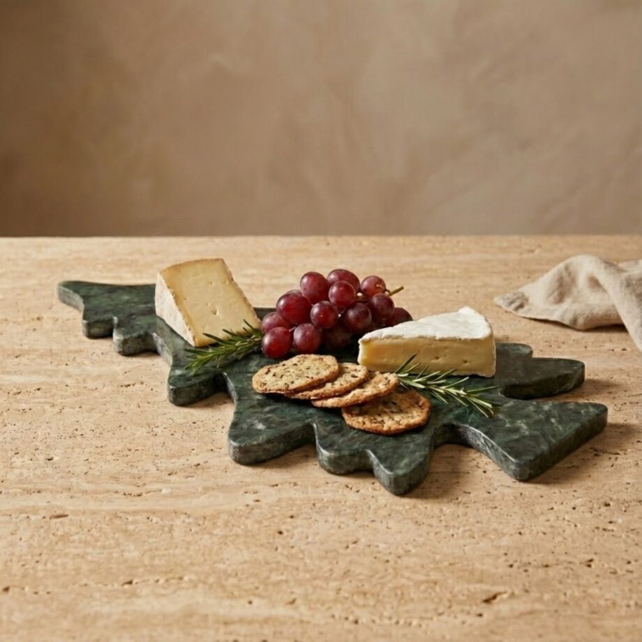 Winter Tree Shaped Board, Green Marble