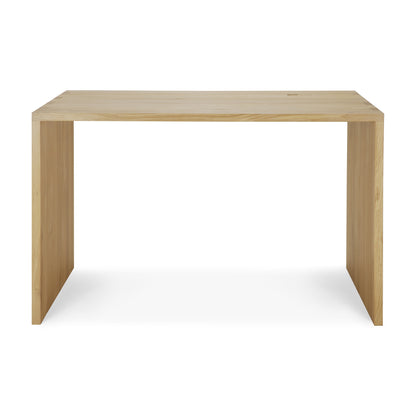 U desk - varnished oak - rectangular - with cable management