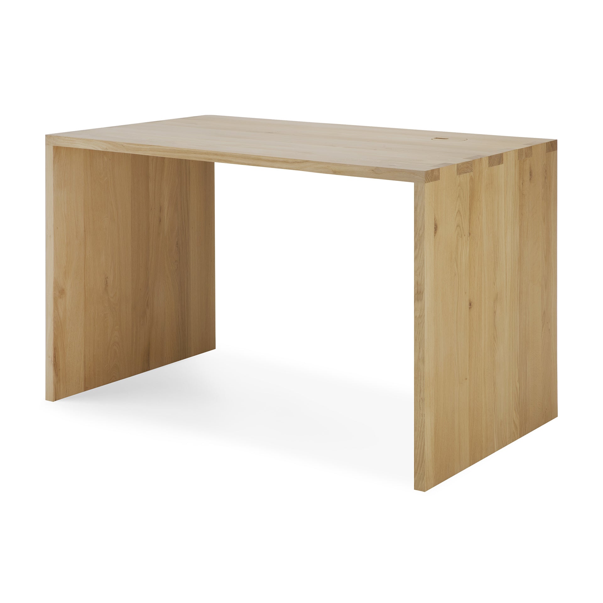U desk - varnished oak - rectangular - with cable management