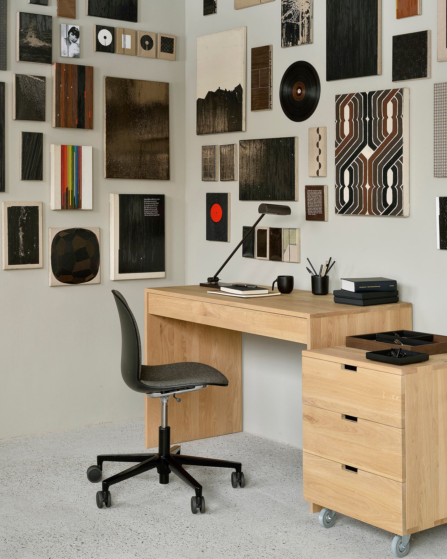 Desk Organiser Set, Glass, Walnut Holder