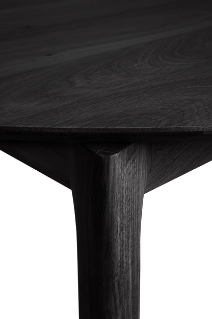 Bok Extendable Solid Black Oak Dining Table, Round 51&quot;/ 71&quot;