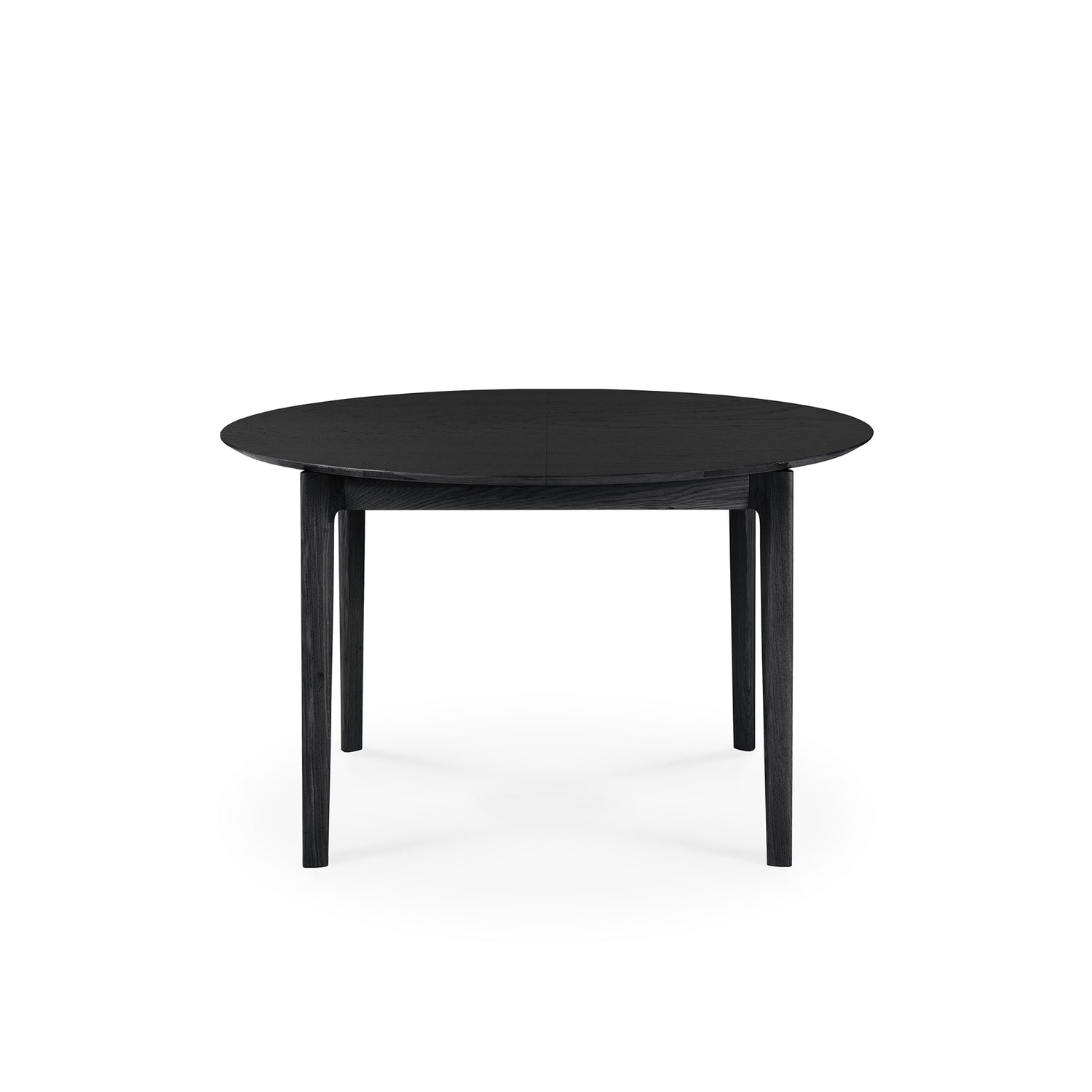 Bok Extendable Solid Black Oak Dining Table, Round 51&quot;/ 71&quot;