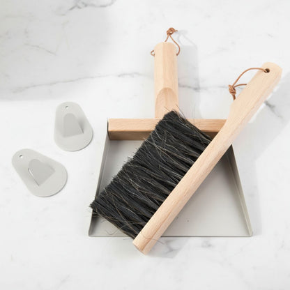 Andree Jardin &quot;Mr &amp; Mrs Clynk&quot; Gray Hand Brush, Dustpan and Wall Hooks