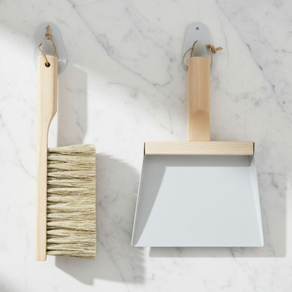 Andree Jardin NATURAL GRAY---"Mr &amp; Mrs Clynk" Hand Brush, Dustpan and Wall Hooks
