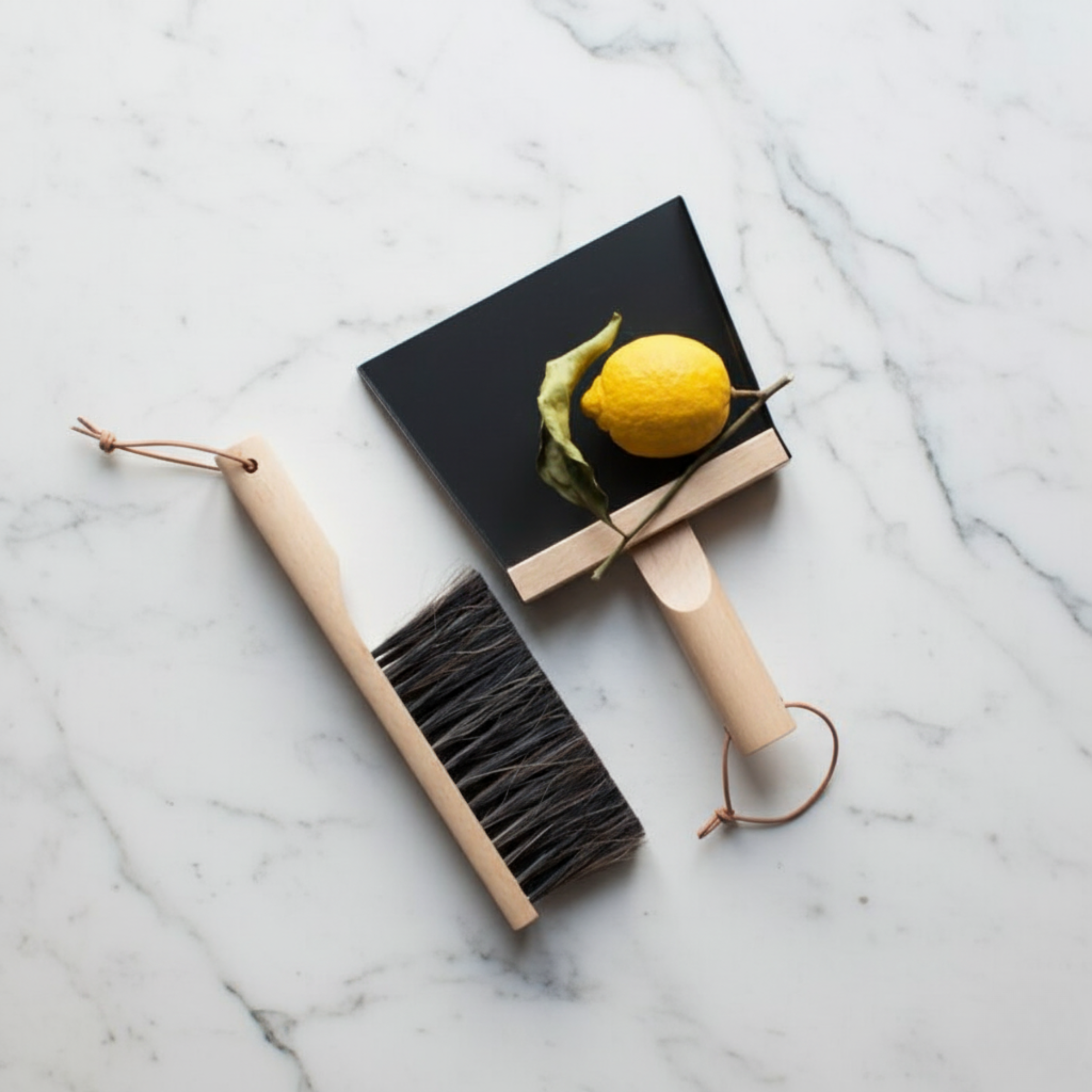 Andree Jardin "Mr &amp; Mrs Clynk" Black Hand Brush, Dustpan and Wall Hooks