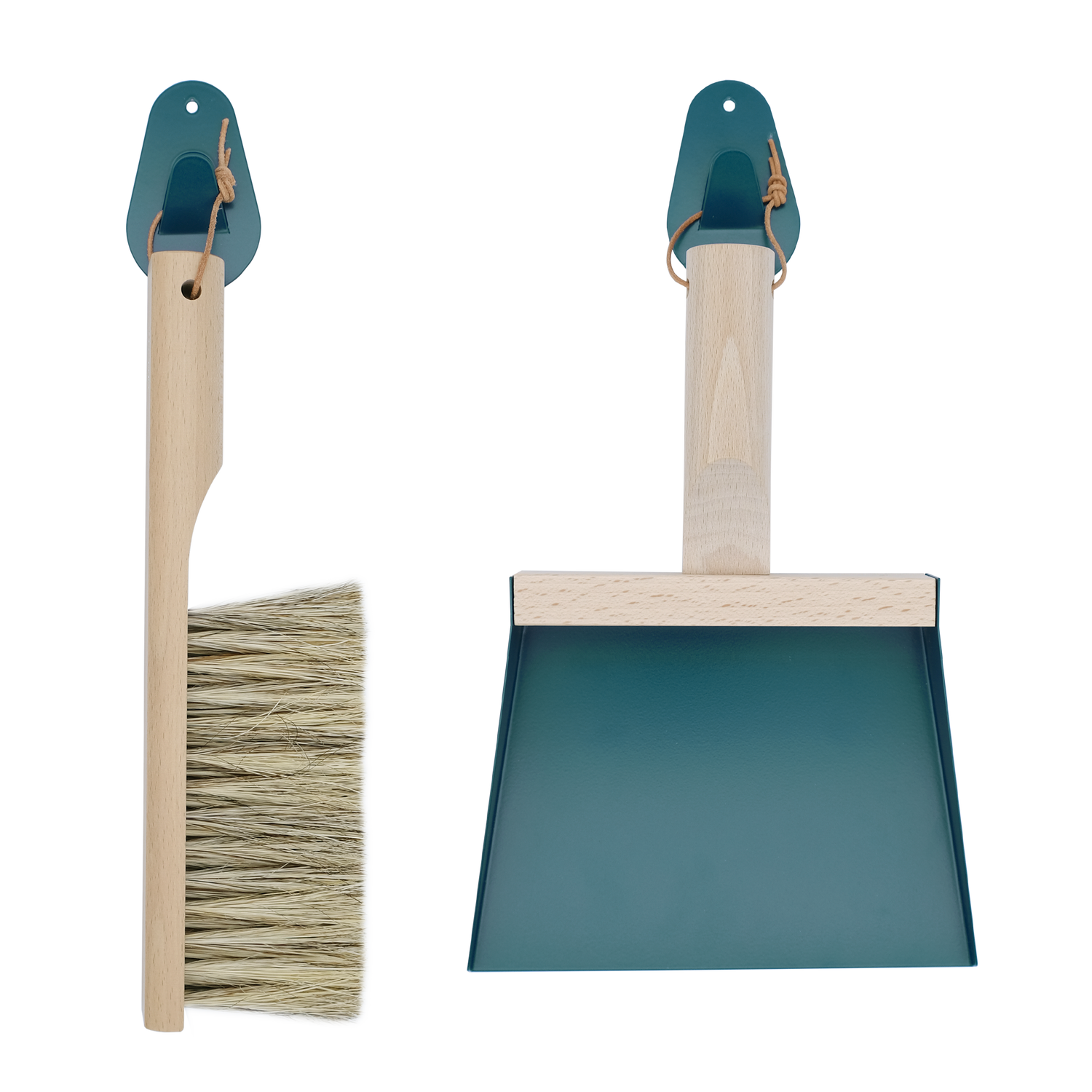 Andree Jardin &quot;Mr &amp; Mrs Clynk&quot; Storm Blue NATURAL Hand Brush, Dustpan and Wall Hooks