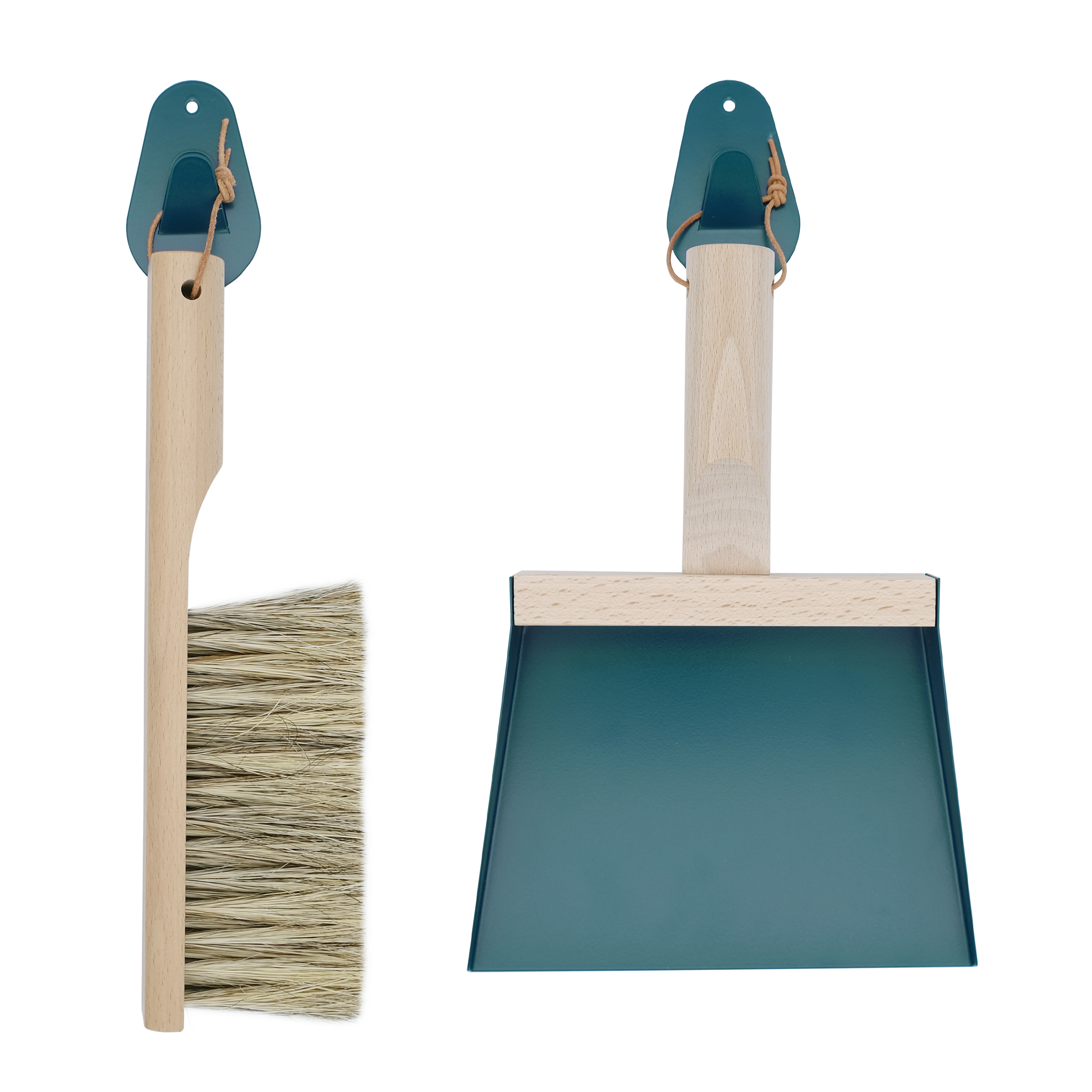 Andree Jardin &quot;Mr &amp; Mrs Clynk&quot; Storm Blue NATURAL Hand Brush, Dustpan and Wall Hooks