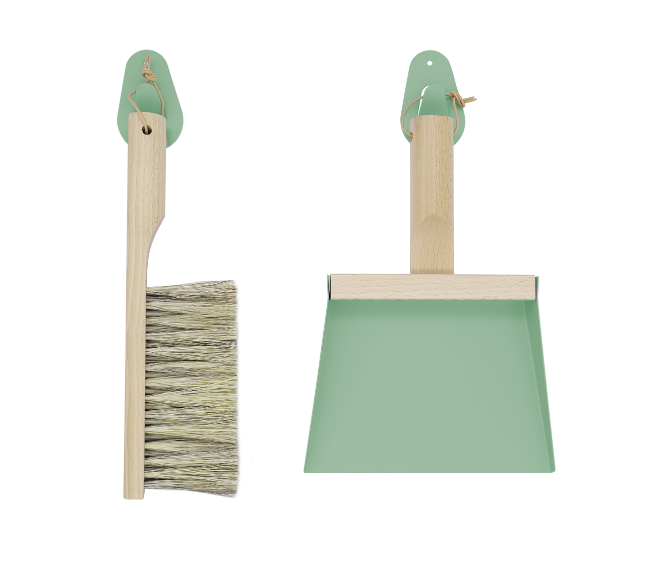 Andrée Jardin Mr. and Mrs. Clynk Sage Dustpan &amp; Natural Brush "Coffret" Gift Set with Wall Hooks Andrée Jardin andree-jardin-mr-and-mrs-clynk-sage-dustpan-brush-coffret-gift-set - French Dr