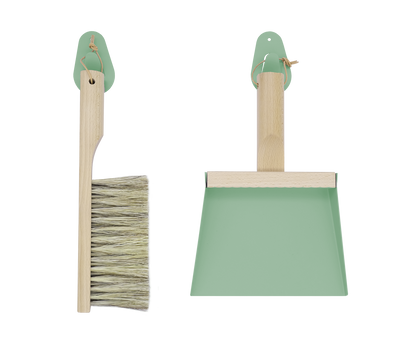 Andrée Jardin Mr. and Mrs. Clynk Sage Dustpan &amp; Natural Brush "Coffret" Gift Set with Wall Hooks Andrée Jardin andree-jardin-mr-and-mrs-clynk-sage-dustpan-brush-coffret-gift-set - French Dr