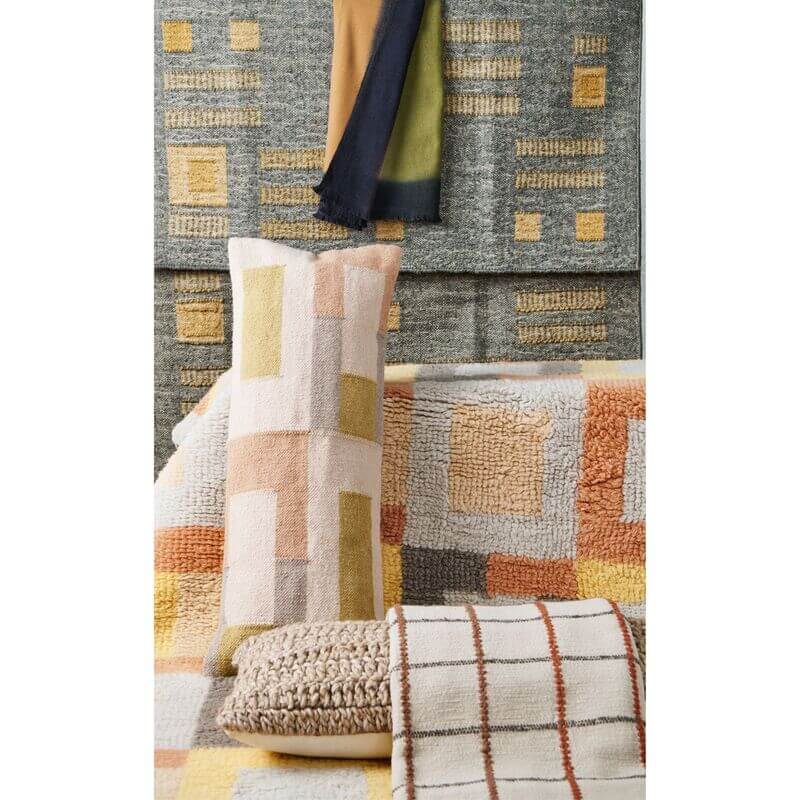 Shale Hand Woven Pastel Color Large Geometric Lumbar Pillow
