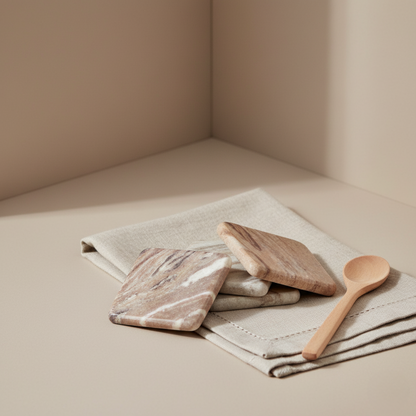 Waterfall Marble Square Coasters, Set of 4