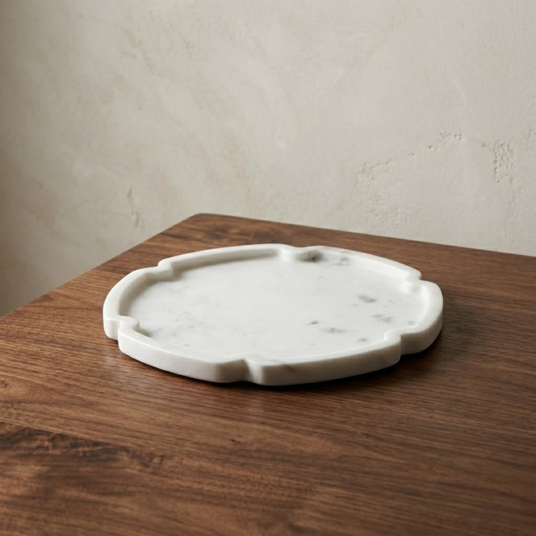 White Marble Framed Board, Small, Petals