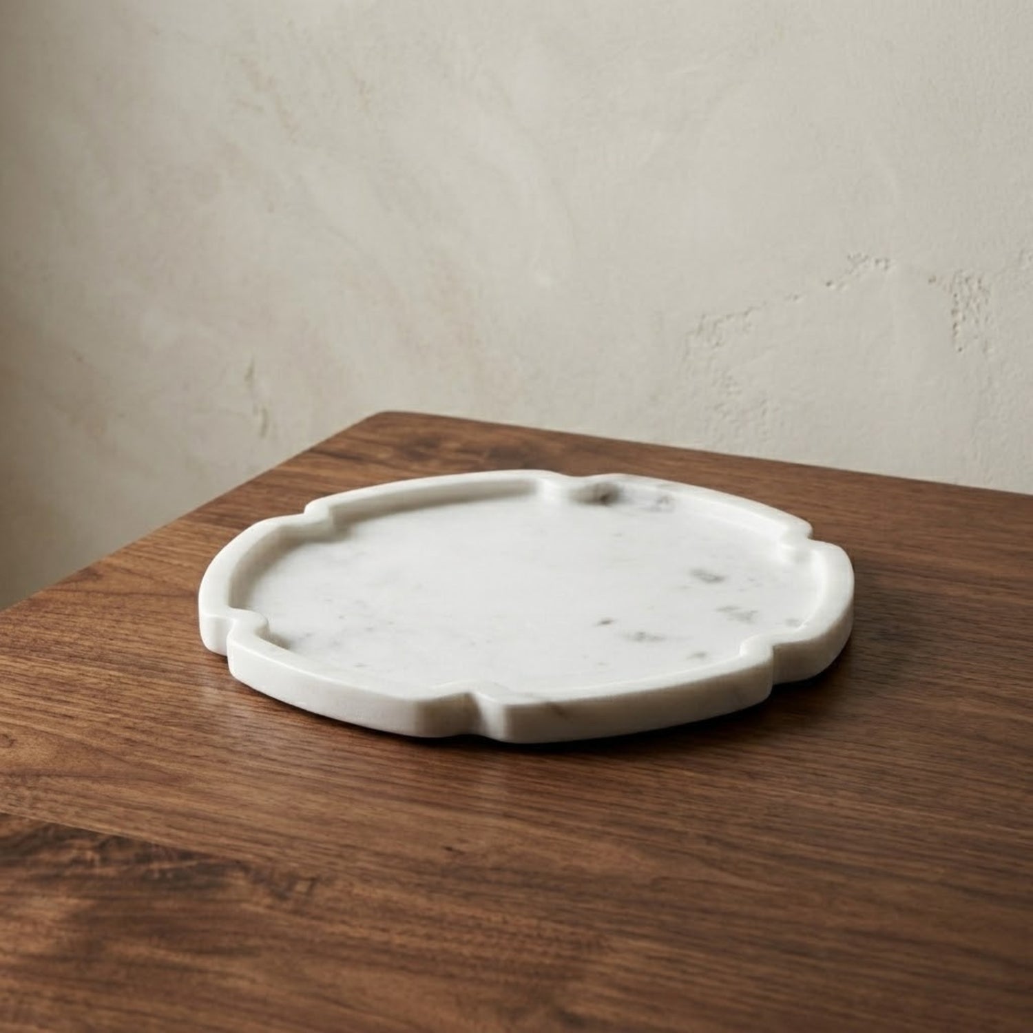 White Marble Framed Board, Small, Petals