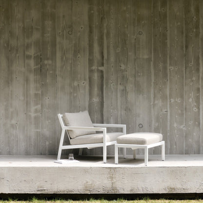 Jack outdoor footstool - aluminium - white - Off White fabric