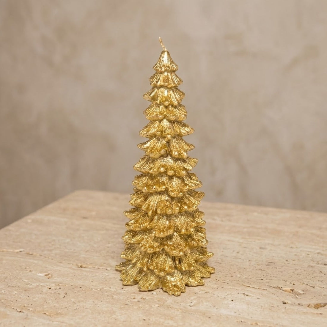 Large Christmas Tree Candle, Gold
