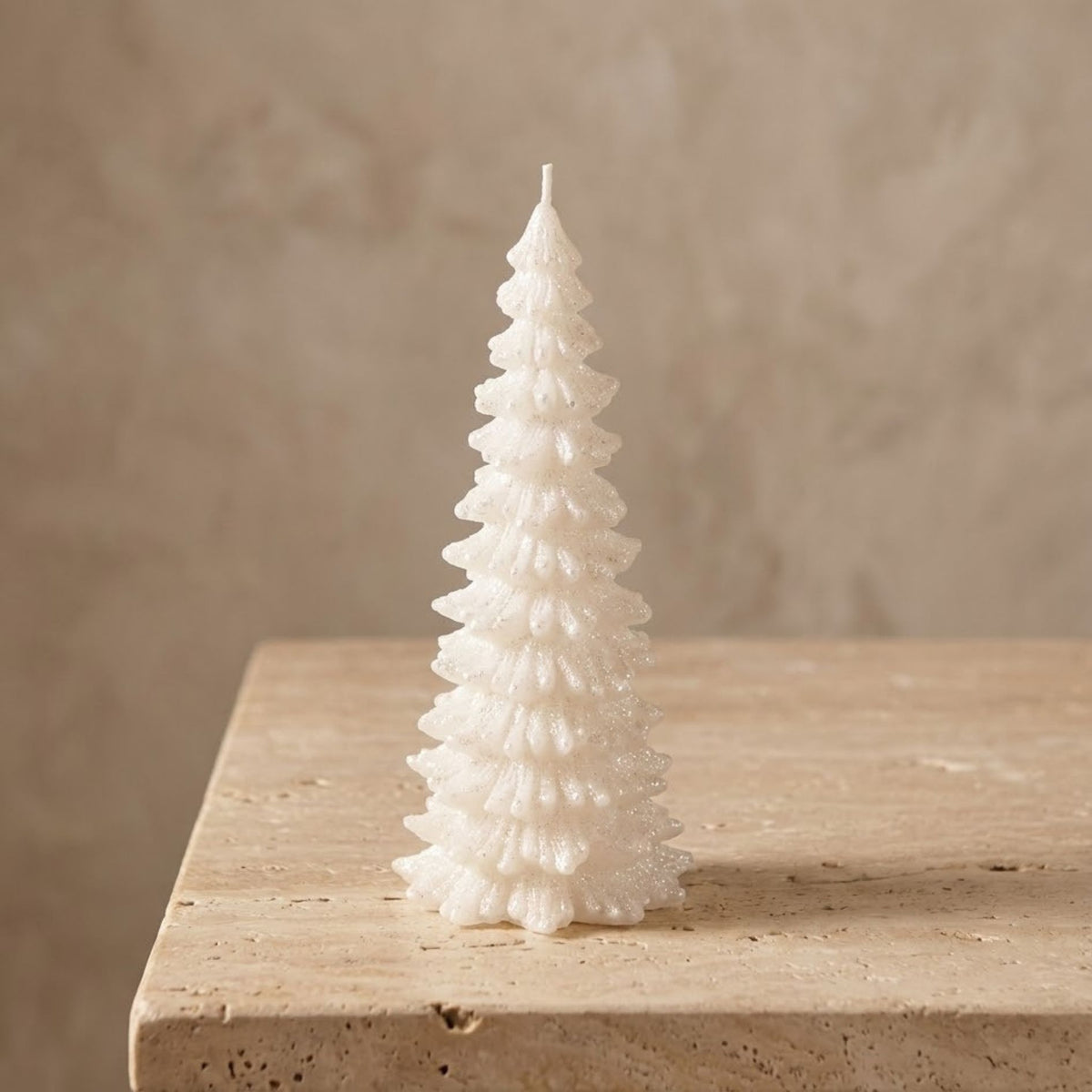 Large Christmas Tree Candle, Snow