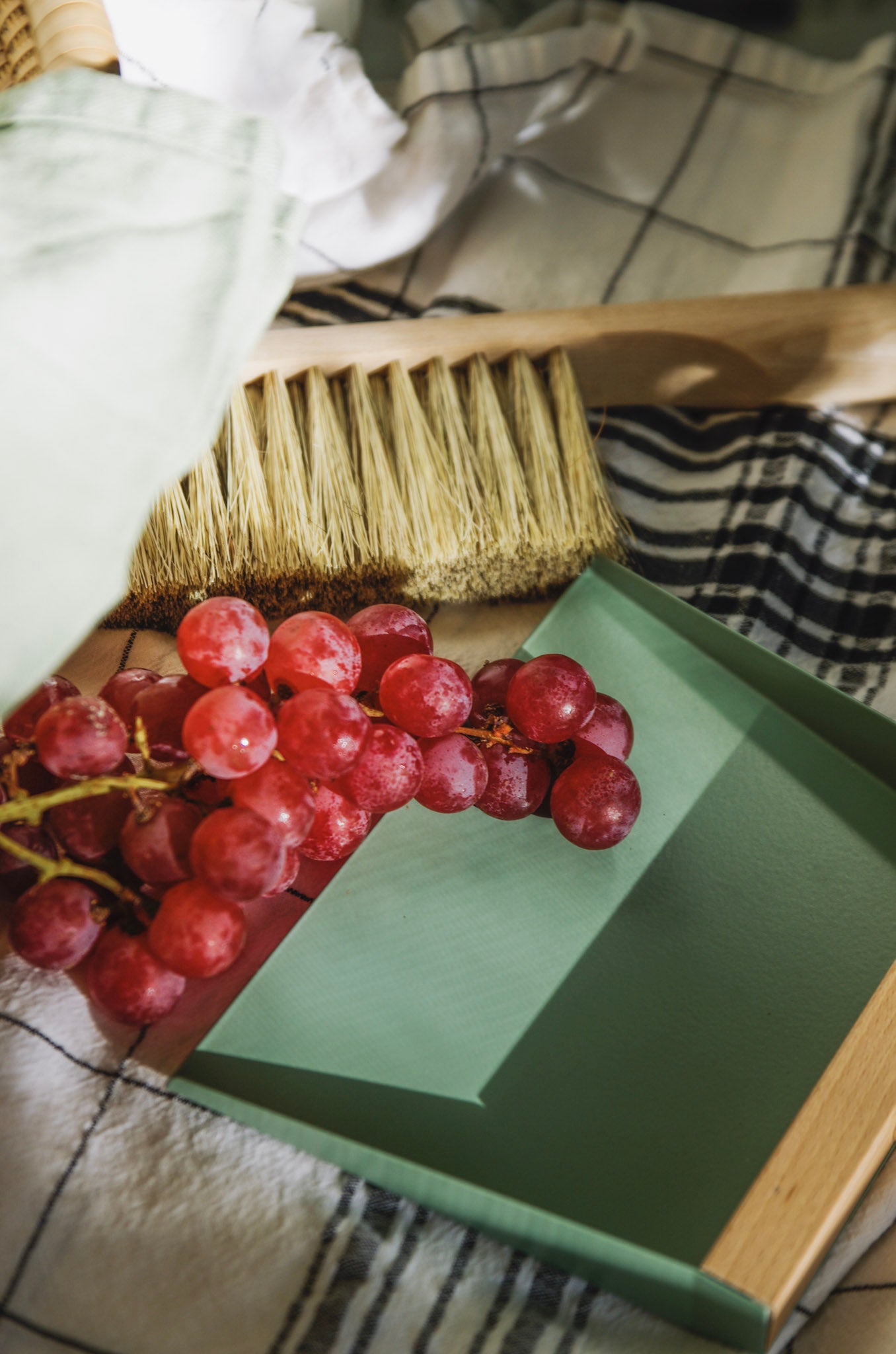 Andree Jardin NATURAL SAGE "Mr &amp; Mrs Clynk" Ã‚Â Hand Brush, Dustpan and Wall Hooks