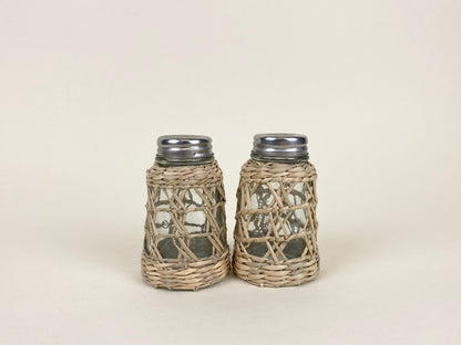 Seagrass Cage Salt &amp; Pepper Set Glass Seagrass Brand_Seagrass &amp; Rattan Kitchen_Serveware Serving Pieces 6880-HT001SeagrassCageSalt_PepperSet