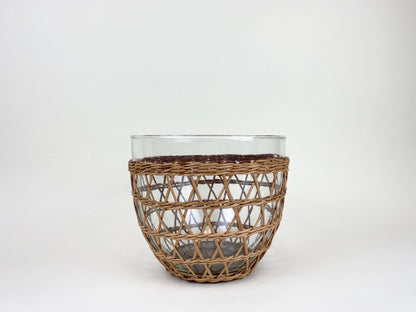 Rattan Cage Salad Bowl Large Glass Rattan Kitchen_Dinnerware Plates Rhone 6880-T8542GRattanCageSaladBowlLarge