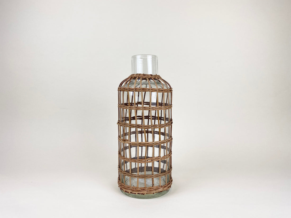 Rattan Cage Vase Carafe Medium Glass Rattan Carafes Rattan 6880-T8562GRattanCageVaseCarafeMedium