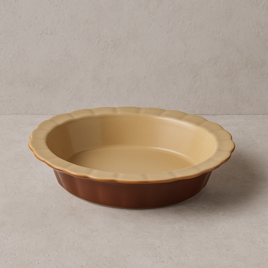 Vintage French Stoneware Oval Pie Dish Small (0.8 L)- BROWN