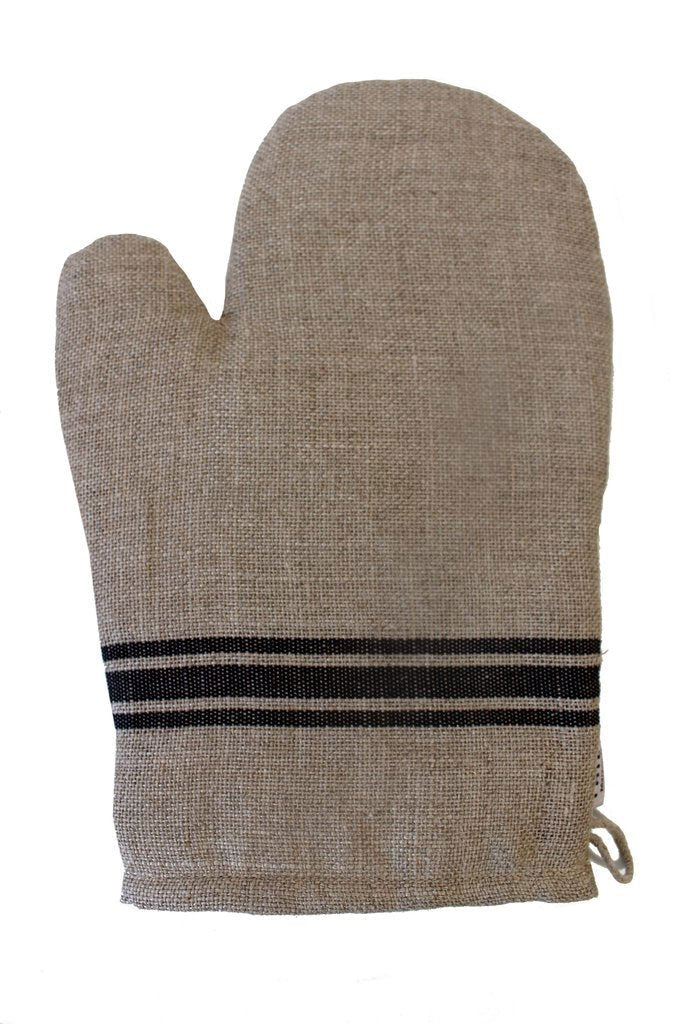 Thieffry Black Monogramme Linen Oven Mitt - French Dry Goods