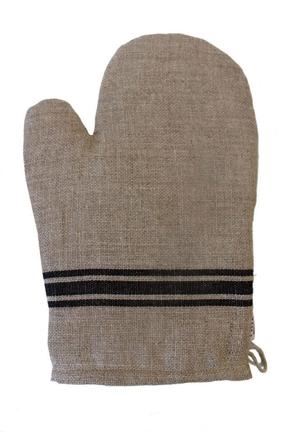 Thieffry Black Monogramme Linen Oven Mitt - French Dry Goods