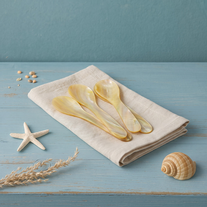 Seashell Spoons, Large Set of 4, Yellow