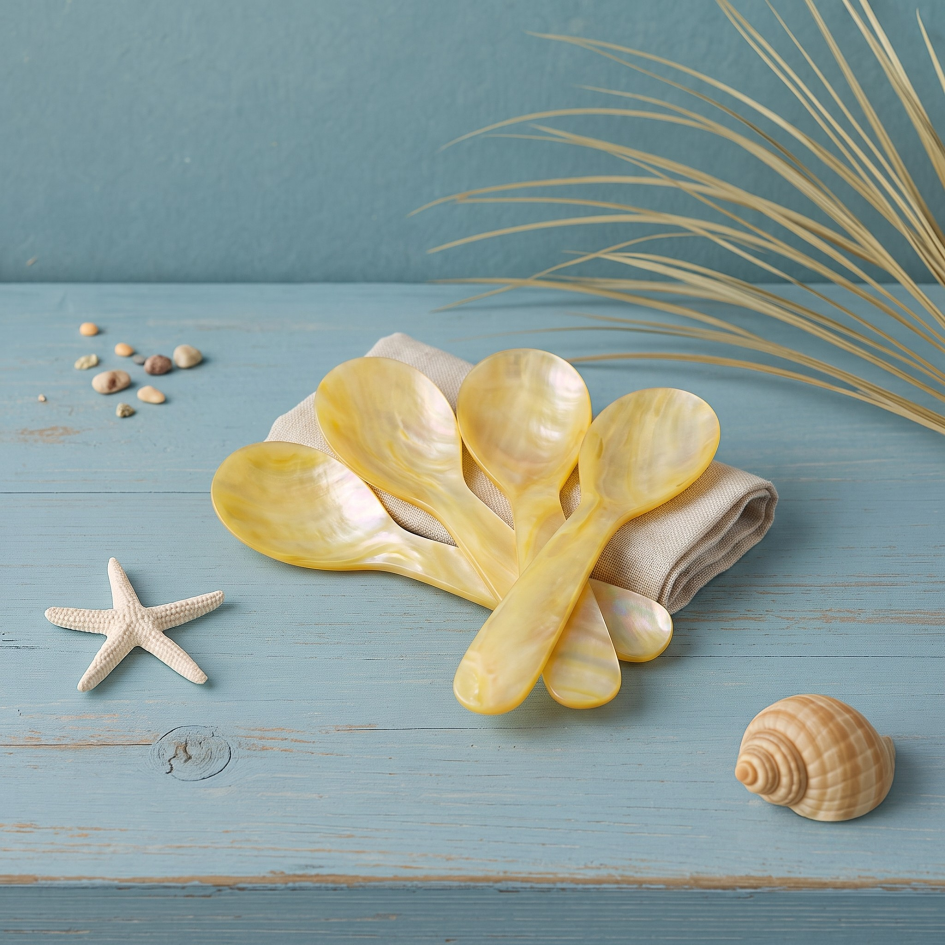 Seashell Spoons, Small Set of 4, Yellow