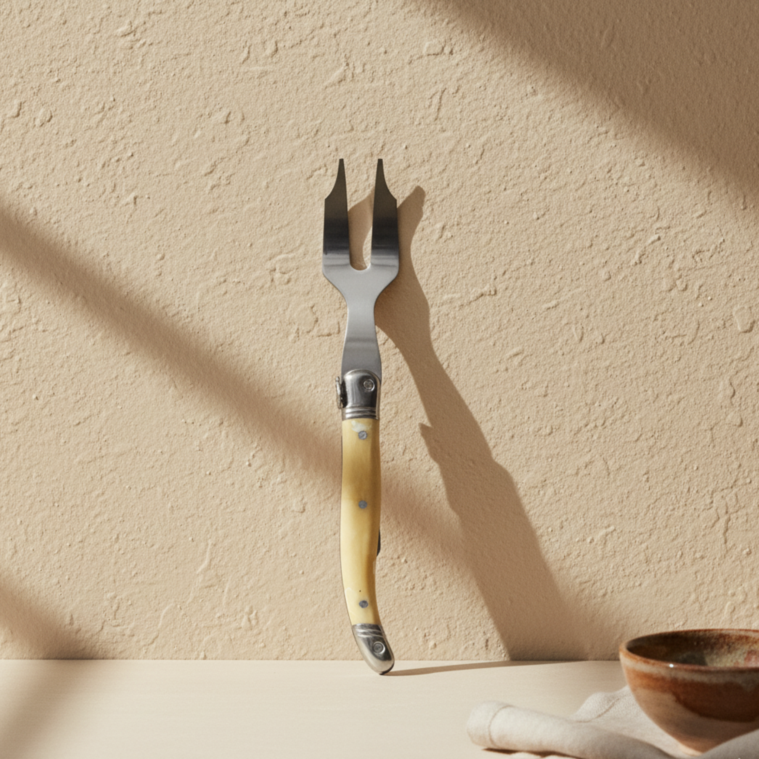 Set of 4 Laguiole Mini Cheese Fork Pale Horn