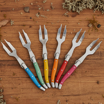 Set of 6 Laguiole Rainbow Mini Cheese Forks