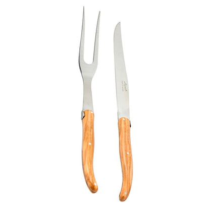 Laguiole Carving Set, Olivewood in wooden box