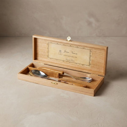 Laguiole Salad Serving Set Olivewood, in wooden box