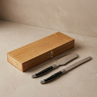 Laguiole Cake Serving Set, Black in Wooden Box