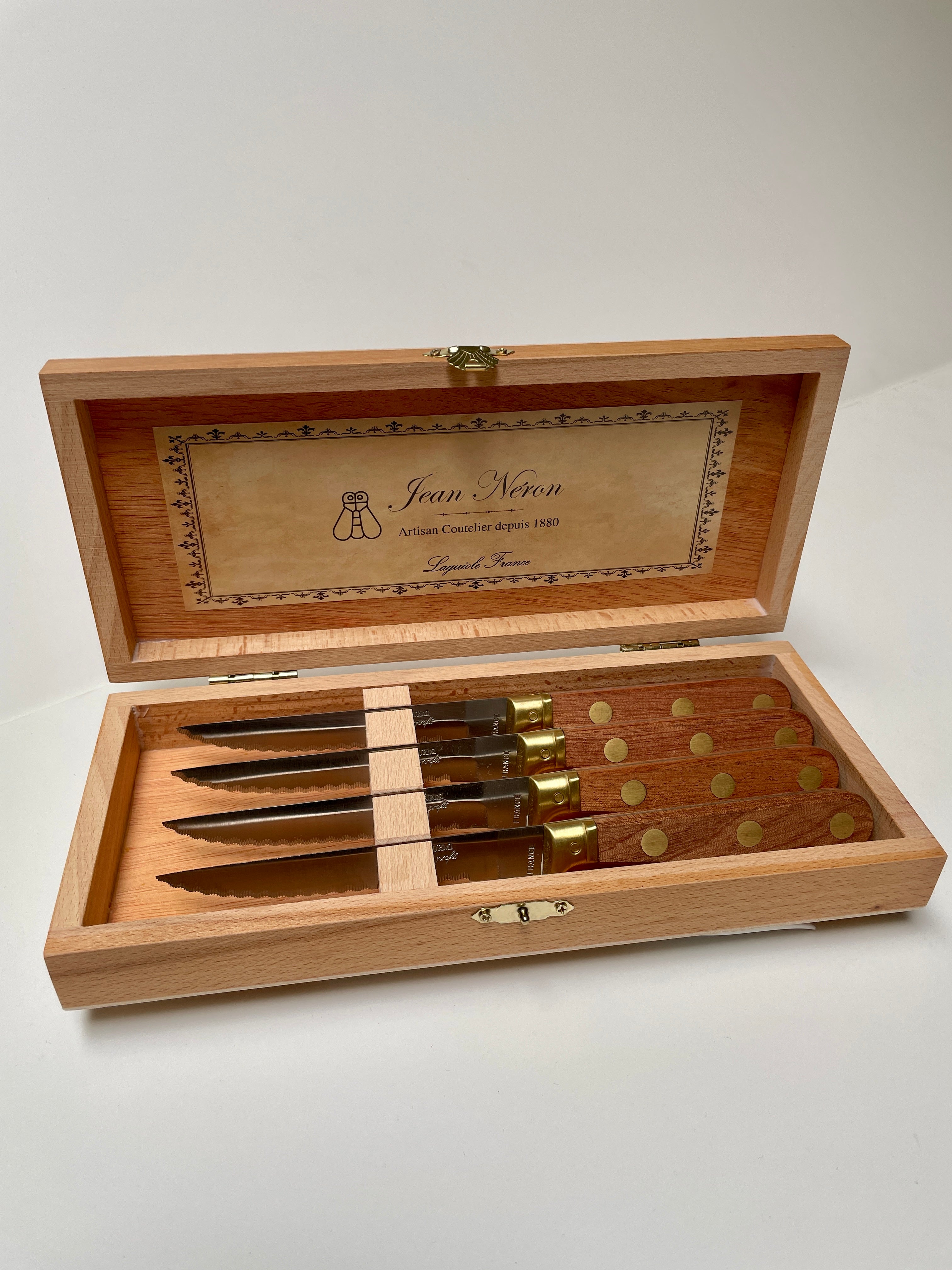 La Fourmi Laiton Steak Knives in Presentation Box (Set of 4) Cutlery Laguiole Brand_Laguiole Kitchen_Dinnerware Kitchen_Kitchenware Knife Sets Laguiole Spring Collection 7900-40530PB_1