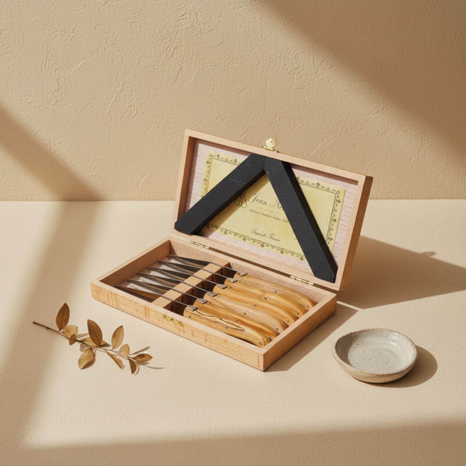 Laguiole 6 Piece Steak Knife Set, Olivewood in Wood Presentation Box