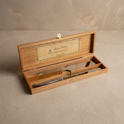 Laguiole Cake Serving Set, Platine Stainless Steel in wooden box