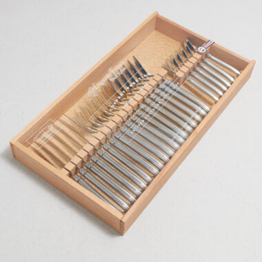 Laguiole 24 Piece Flatware Set, Platine Stainless Steel in Wood Box with Acrylic Lid