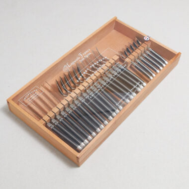 Laguiole 24 Piece Flatware Set, Platine Black in Wood Box with Acrylic Lid