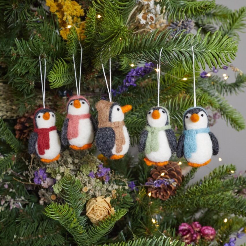 Chilly Penguin Felt Ornaments Set of 5