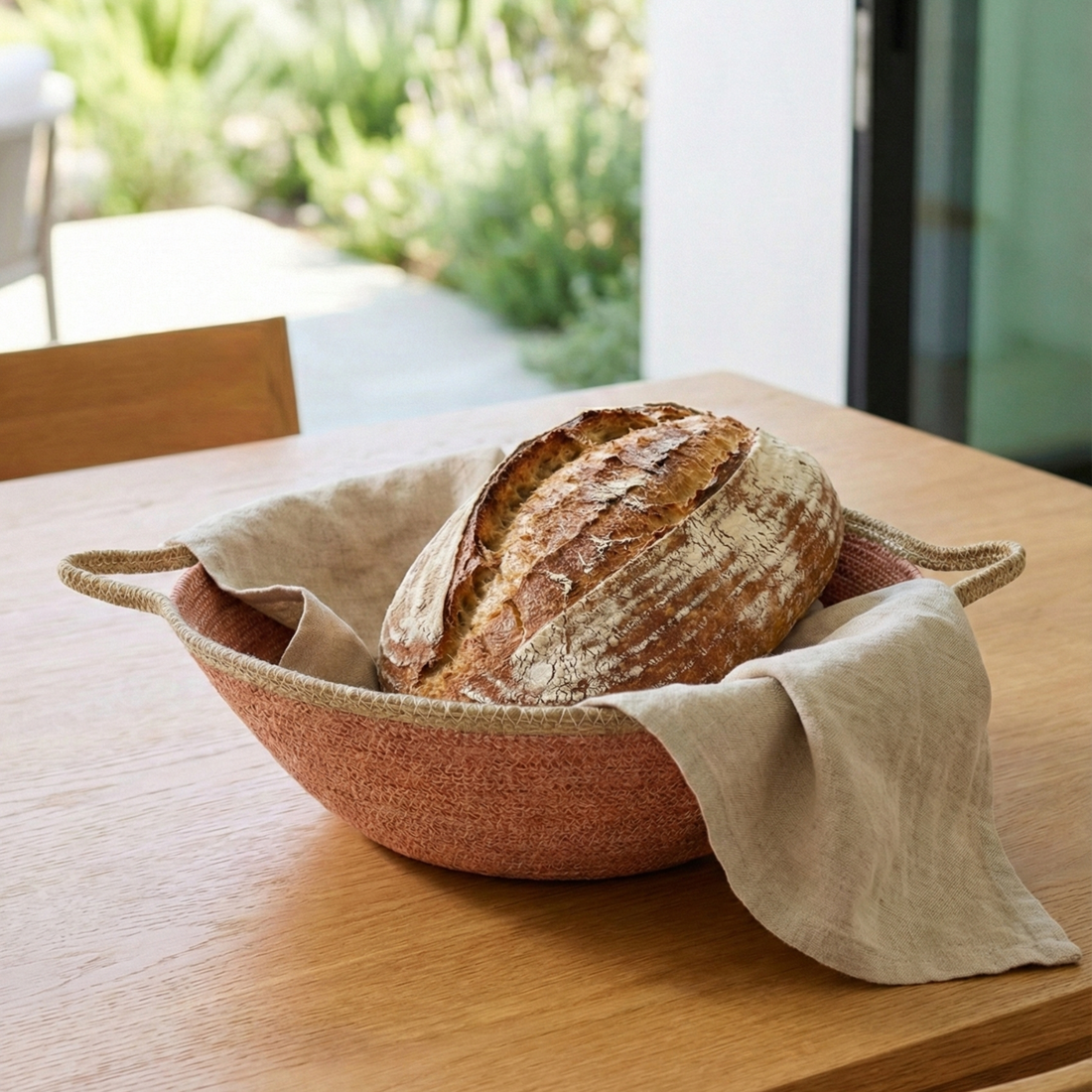 Hydra Woven Seagrass Oversize Bowl with Handles, Rose