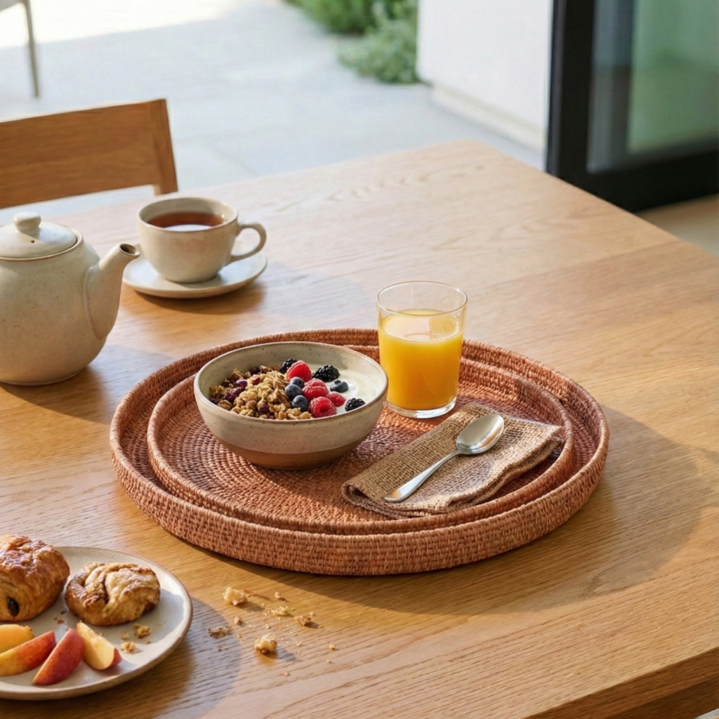 Hydra Woven Seagrass Tray Set of 2, Rose