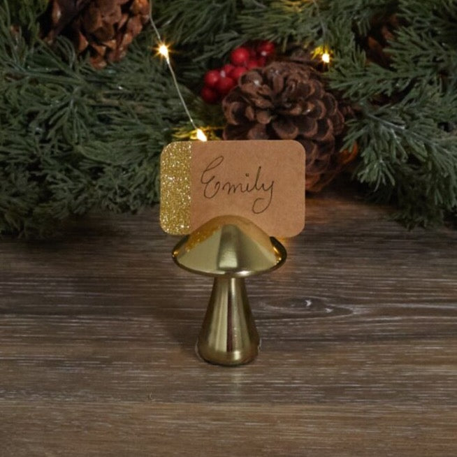 Gold Mushroom Placecard Holder