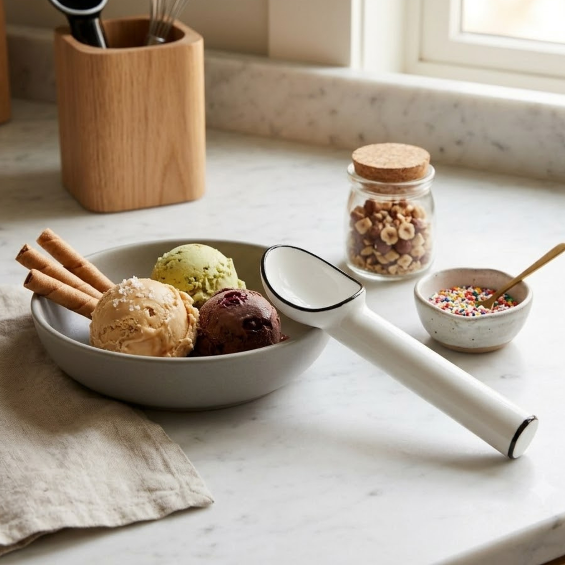 Harlow Ice Cream Scoop, White