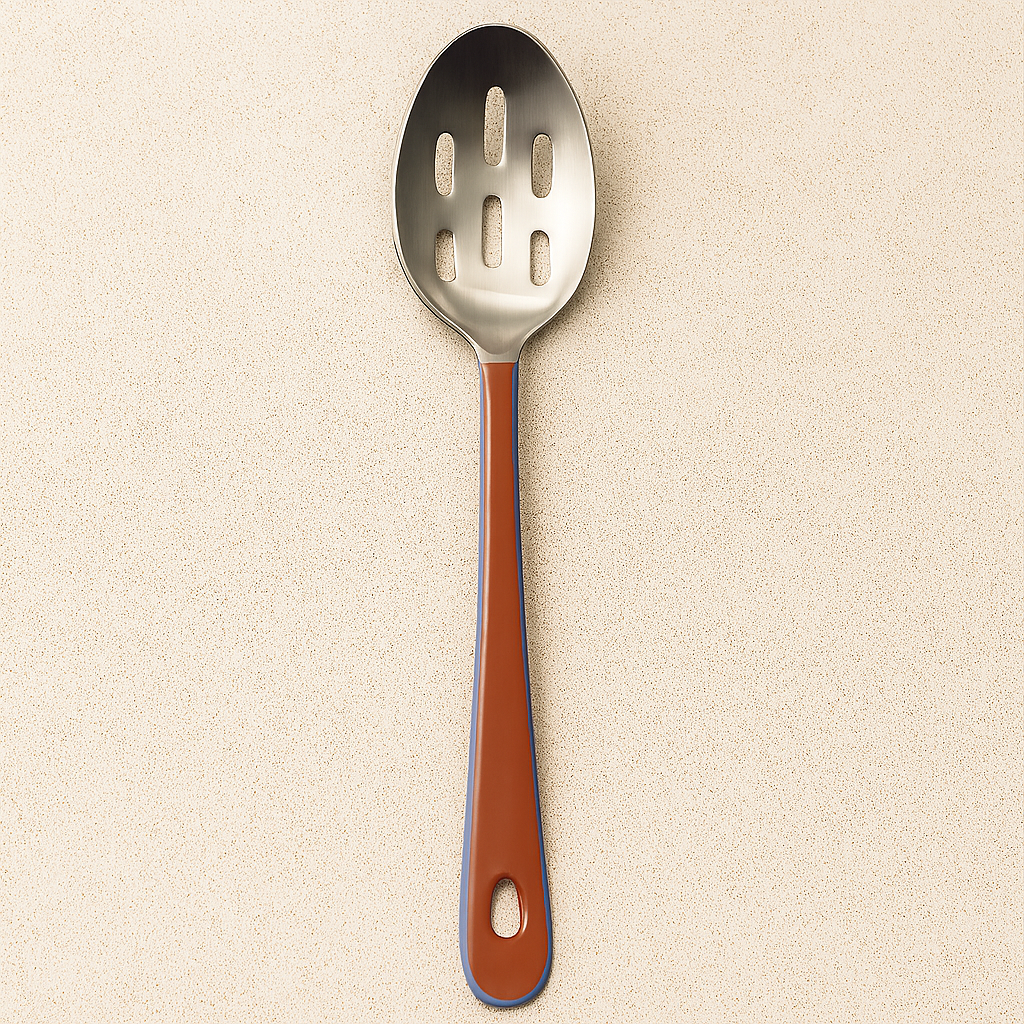 Harlow Bright Slotted Spoon with Stainless Steel Head, Raspberry