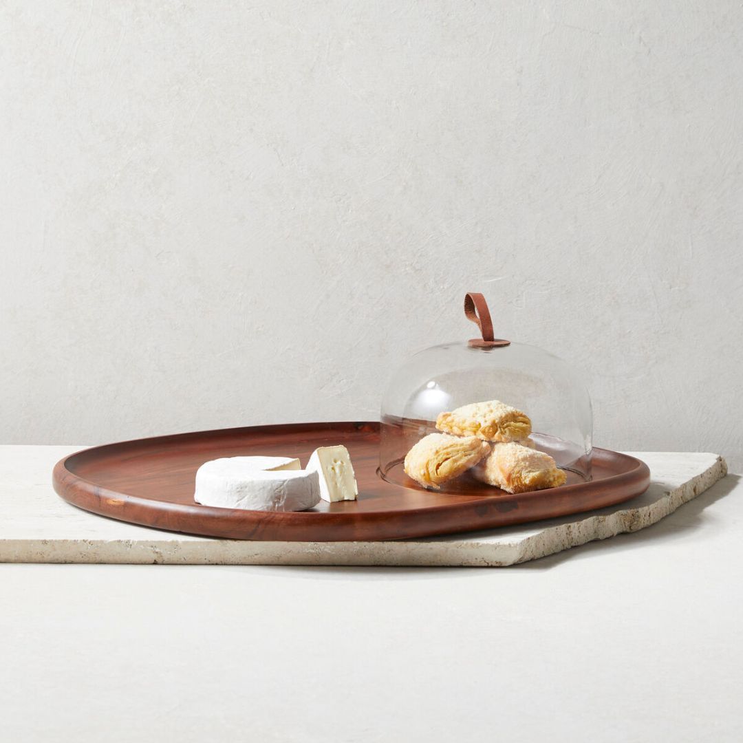 Talo Acacia Cheese Cloche, Walnut