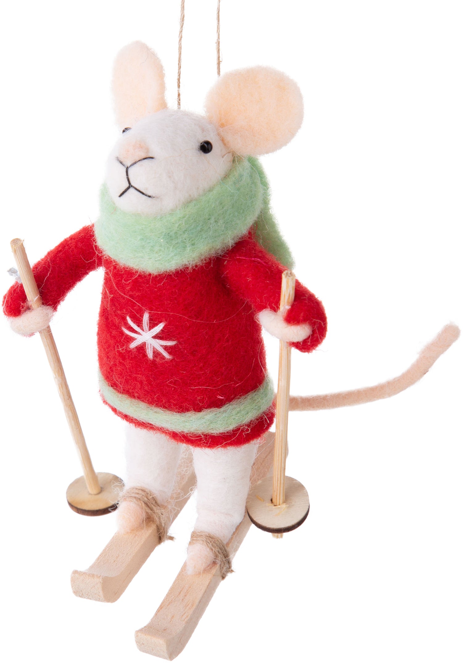 Felt Skiing Mouse Ornament