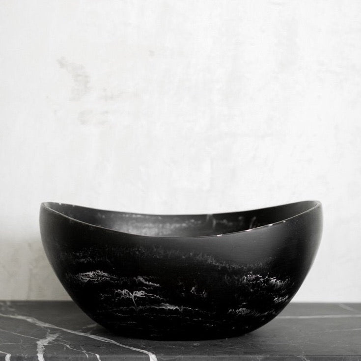 Handmade Resin Serving Bowl, Black Marble