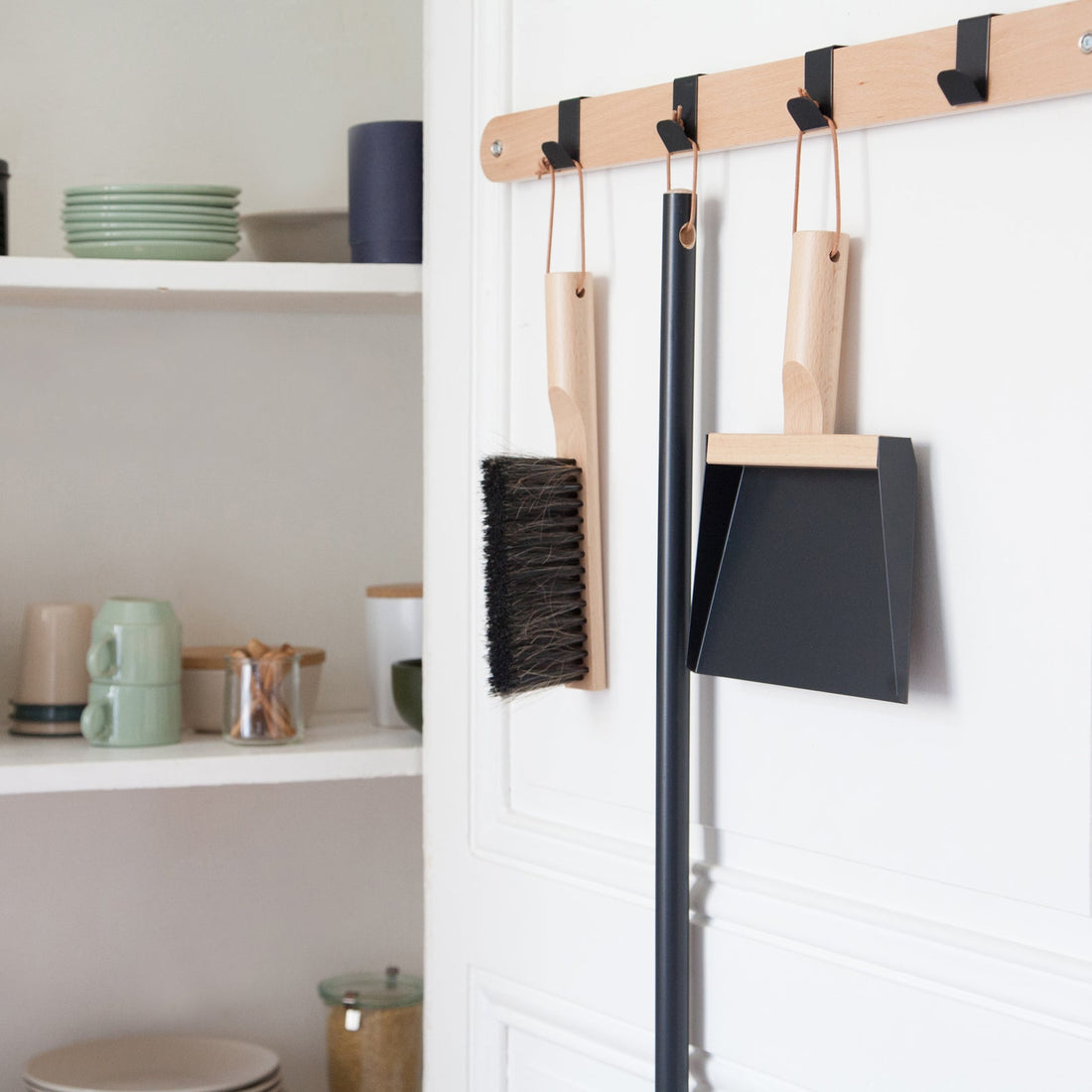 Andrée Jardin Mr. and Mrs. Clynk Black Dustpan &amp; Brush "Coffret" Gift Set Andrée Jardin andree-jardin-mr-and-mrs-clynk-black-dustpan-brush-coffret-gift-set - French Dry Goods